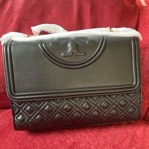 TORY BURCH Fleming Matte Black Convertible Shoulder Bag/Crossbody!